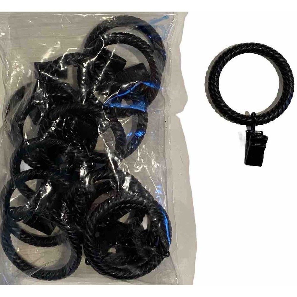 15 Brown Metal Ribbed Clip Curtain Drapery Rings for 1.25" inch rod or under